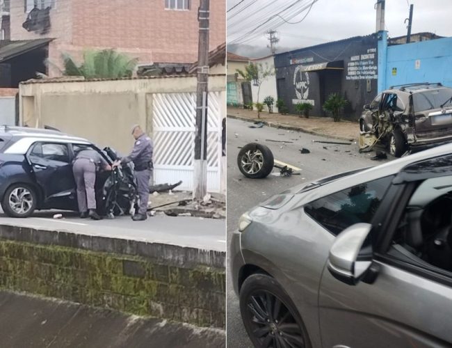 Dupla é presa após furtar carro em festa e bater em veículos durante a fuga em Praia Grande, SP