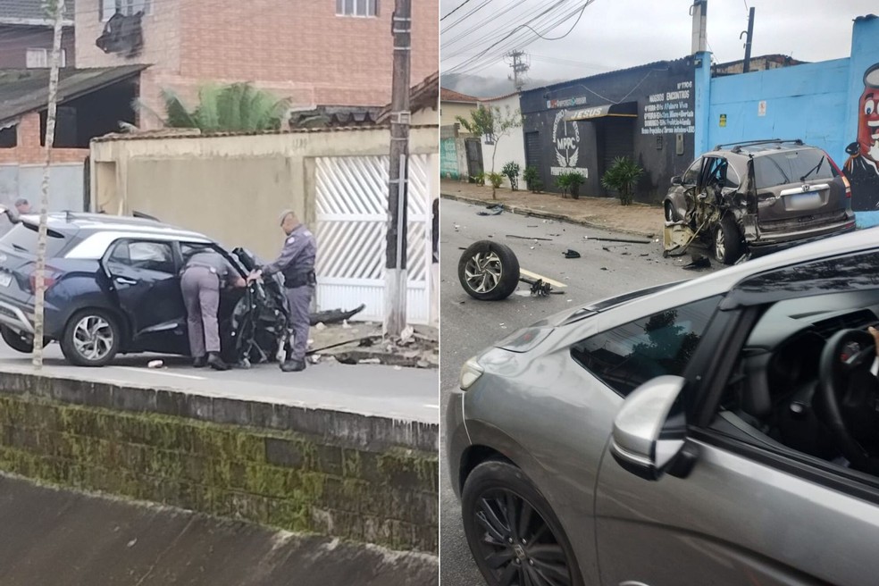 Dupla é presa após furtar carro em festa e bater em veículos durante a fuga em Praia Grande, SP