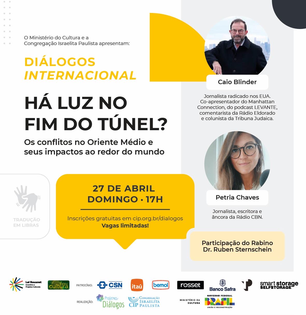 Diálogos Internacional na CIP  reunirá Caio Blinder e Petria Chaves em debate sobre  os impactos dos conflitos no Oriente Médio