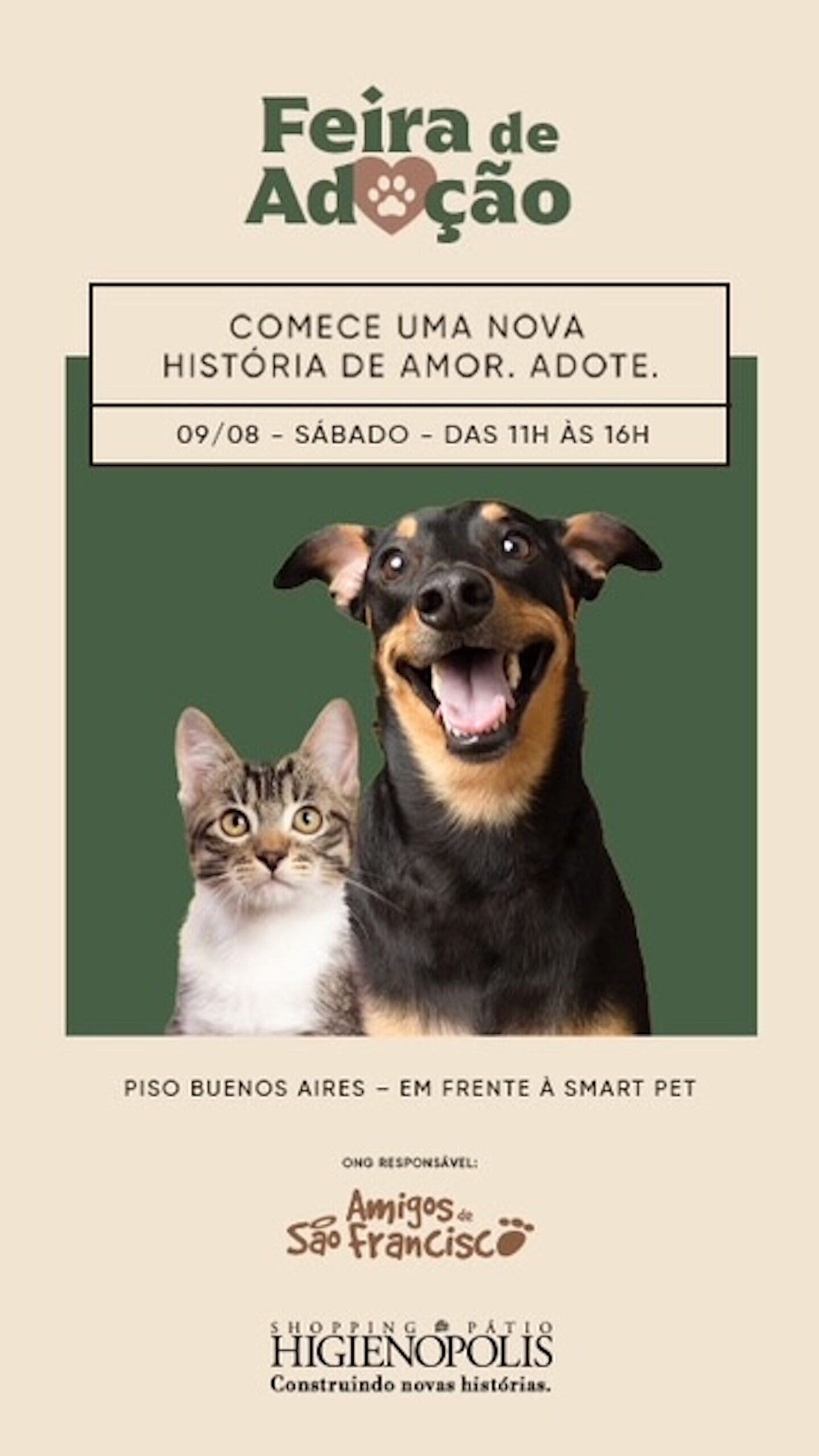 Pátio Higienópolis promove nova Feira de Adoção de Pets