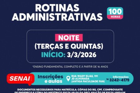 SENAI Monte Alto disponibiliza oportunidades de capacitação profissional gratuita