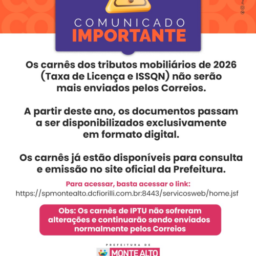 Monte Alto: Carnês de tributos agora só estarão disponíveis online pela Prefeitura