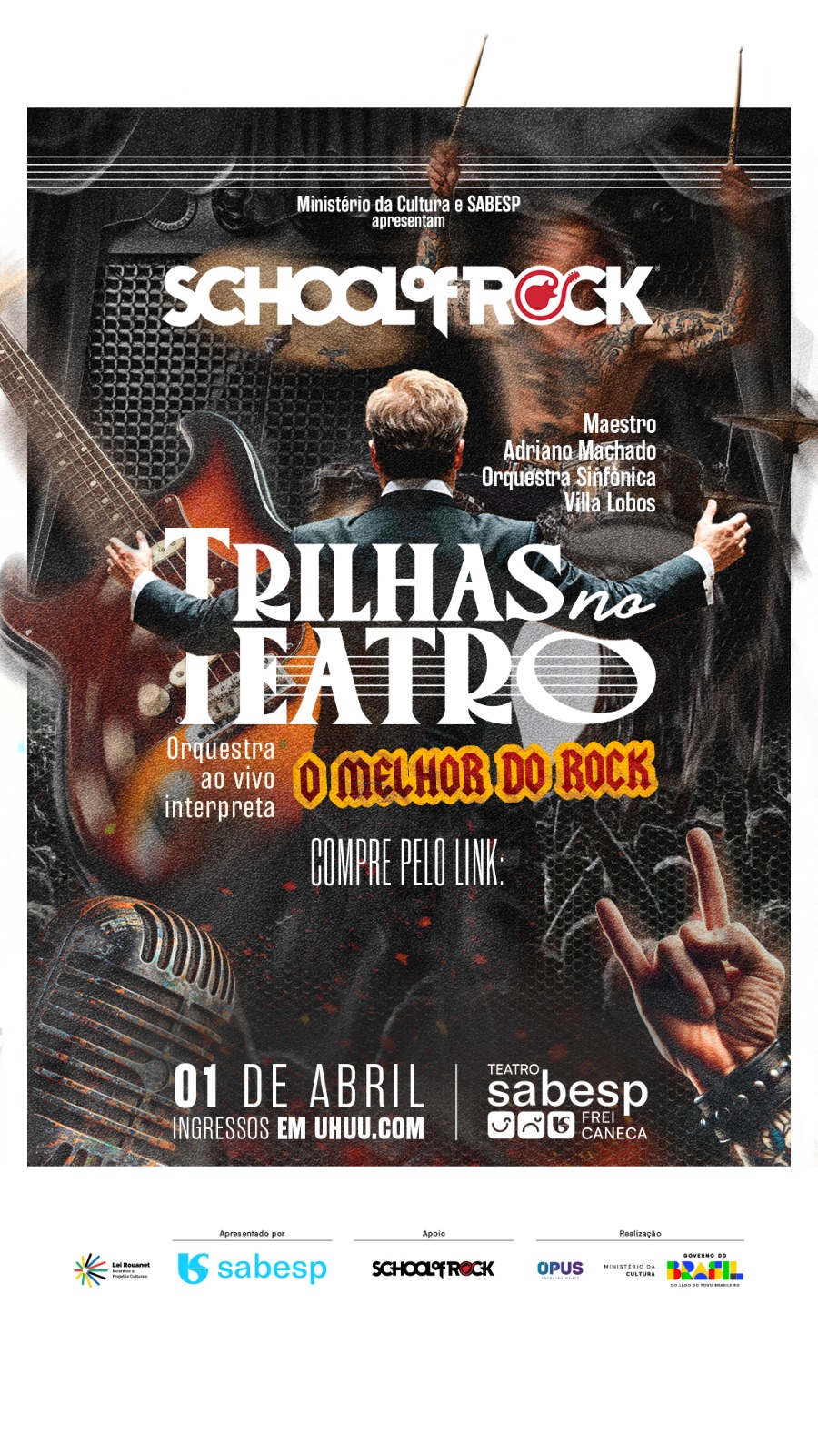 Alunos da School of Rock se apresentam em concerto sinfônico de clássicos do rock no Teatro Sabesp Frei Caneca