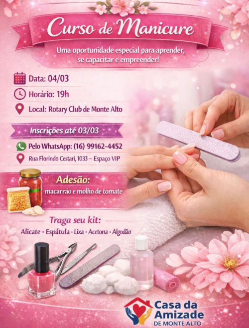 Curso de Manicure promovido pela Casa da Amizade