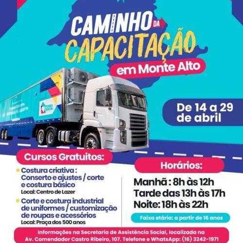 Monte Alto oferece vagas para cursos gratuitos de capacitação profissional