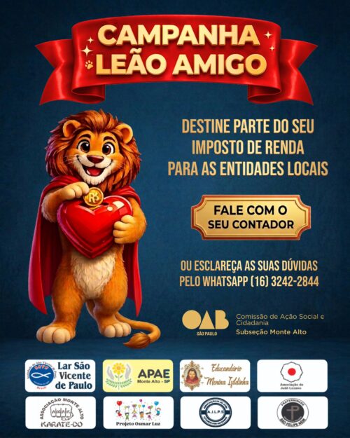 OAB Monte Alto lança iniciativa “Leão Amigo” para promover a destinação consciente do Imposto de Renda