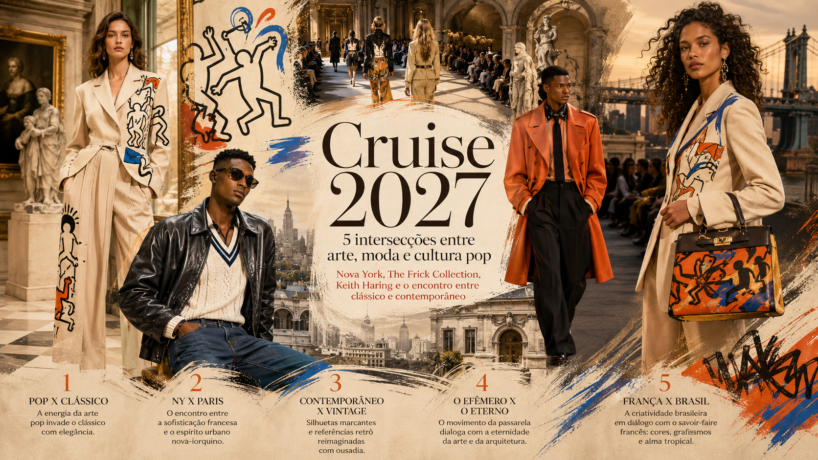 Elisabete Bohemio Baccelli analisa como a Louis Vuitton une arte pop, luxo francês e energia nova-iorquina na Cruise 2027
