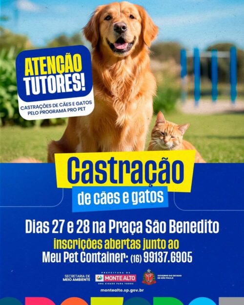 Monte Alto recebe 400 castrações gratuitas para pets através do programa Pro PET