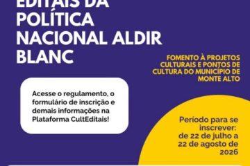 Monte Alto dá início ao período de inscrições para os editais da Política Nacional Aldir Blanc 2026