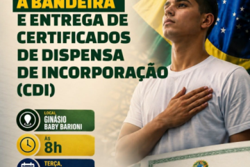 Cerimônia de Juramento à Bandeira será realizada em 21 de julho
