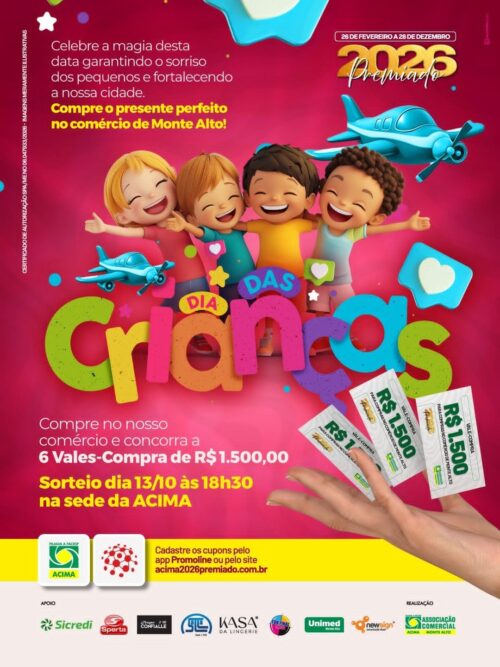 2026 Premiado” realizará sorteio de seis vales-compra no valor de R$ 1,5 mil cada