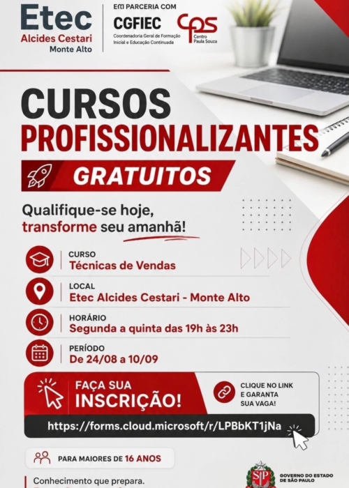 Etec Alcides Cestari disponibiliza curso gratuito de Estratégias em Vendas